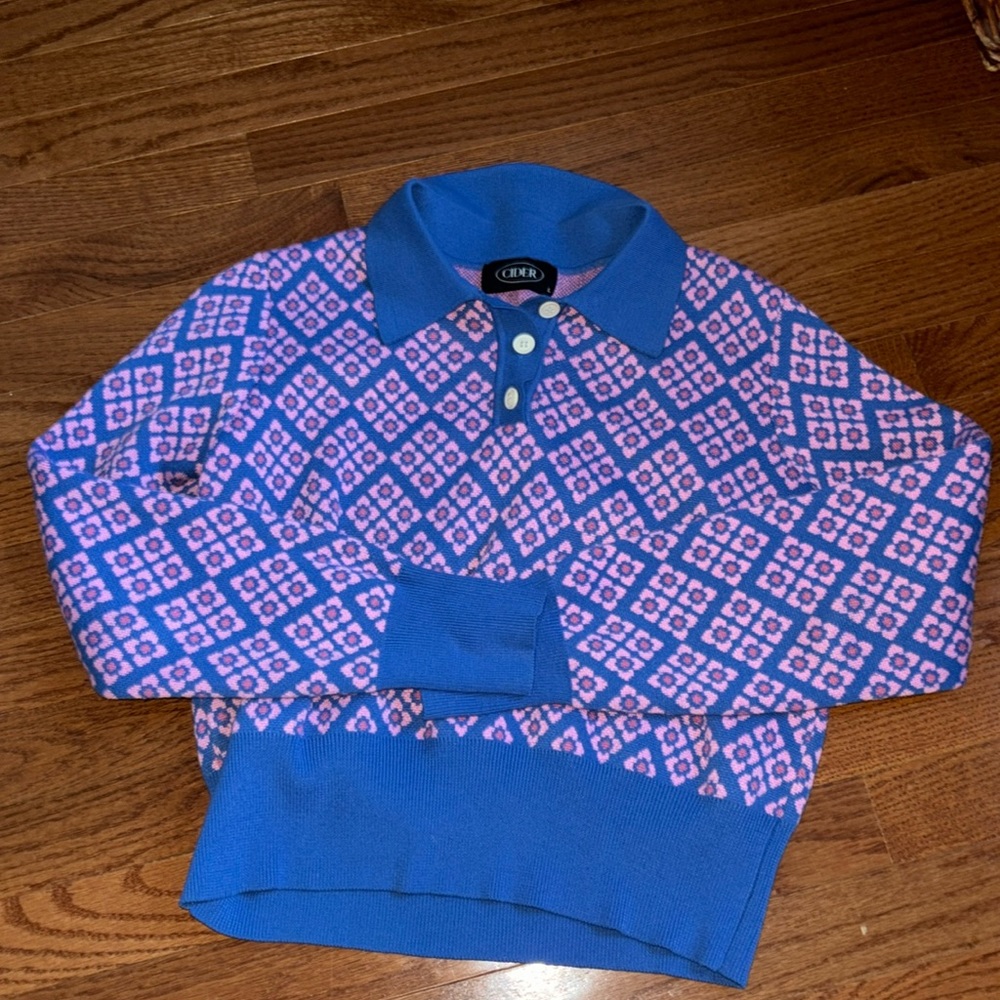 Cider cropped pattern sweater polo